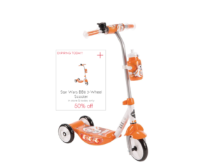 Huffy Star Wars BB8 Scooter - 3 Wheeled cartwheel offer