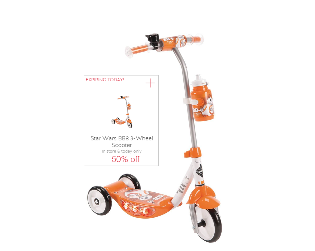 Huffy Star Wars BB8 Scooter - 3 Wheeled cartwheel offer