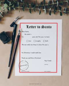 How to Receive a Free Letter from Santa // Make Christmas time a fun and memorable holiday for your children with this free Santa letter printable plus instructions on how to receive a letter from Santa with North Pole postmark for free! mintysunday.com #christmas #holidaytradition #kidsactivities #letterfromsanta #lettertosanta